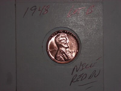 wheat penny 1948 LINCOLN CENT NICE CH RED BU 1948-P NICE RED UNC DETAILS LOT #B - Image 1 of 3