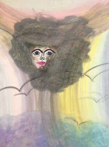 Acuarela Original 1982 Cara Abstracta Firmada - Imagen 1 de 13