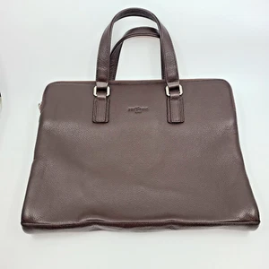 Leder Businesstasche braun 14 x 11 x1,5 Reißverschlusstaschen Druckknopf Frederic T Paris - Bild 1 von 12