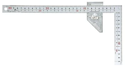 New SHINWA CARPENTER'S SQUARE WITH METAL STOPPER (30cm) 12486 from Japan - Image 1 of 4