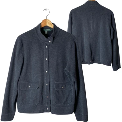 Blazer de bombardero militar grande gris vintage Lauren Ralph Lauren para mujer Foto 1 de 4