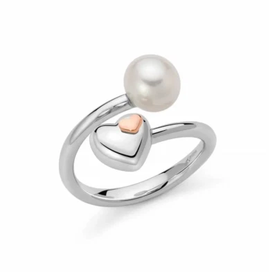 Anello Miluna Donna Argento925 Perla Bianca 8 mm Cuore Dett. Oro375 9KT _PLI1668 - Immagine 1 di 2