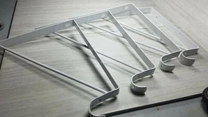 4 Metal Self Rod Bracket White with Clothes Rod at Front 11" Shelf - Picture 1 of 3