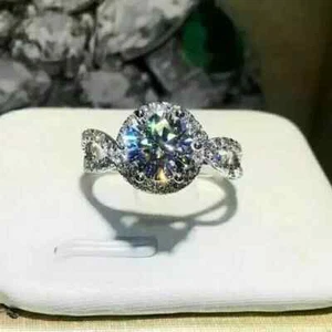 2.Ct Round Cut Moissanite Diamond Wedding Ring 14k White Gold Plated - Picture 1 of 5
