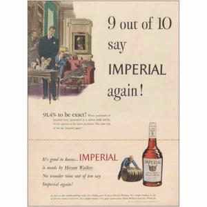 1948 Hiram Walker Imperial Whiskey: 9 Out of 10 Vintage Print Ad - Picture 1 of 1