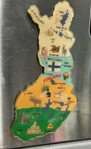 Calamita frigo regalo da collezione souvenir viaggio vacanza turistica metallo mappa Finlandia - Foto 1 di 2