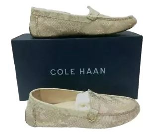 Zapatos planos de conductor COLE HAAN ELISE oro metálico mocasín de cuero serpiente para mujer 7,5 - Imagen 1 de 12