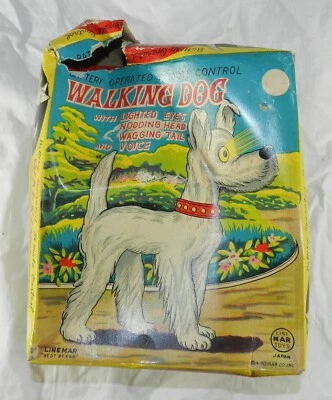 Vintage Linemar Battery Operated Remote Control Walking Dog with Rough Box - Image 1 of 4
