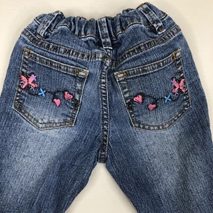 Squeeze Girls Original Denim Jeans Size 5 Butterfly Embroidery Flowers Hearts - Picture 1 of 11