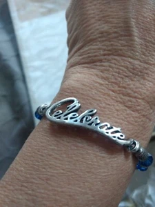 Alex & Ani Disney Celebrate blue glass bead wrap bracelet vintage 66 - Picture 1 of 3