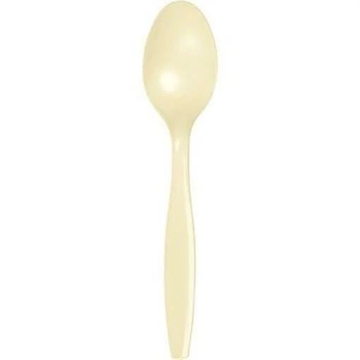 Ivory Heavy Duty Plastic Spoons 24 Per Pack Tableware Party Decorations Supplies - Image 1 of 1