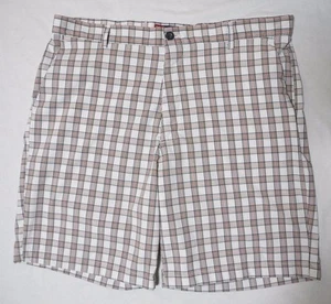 Chaps Golf Shorts Orange Black Tan Striped Plaid Mens Waist 38 - Picture 1 of 5