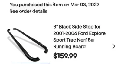 Degrau lateral preto 3" para 2001-2006 Ford Explorer Sport Trac barra nerf placa de corrida - Imagem 1 de 2