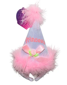 Star Struck White Princess Cone Hat with Bow Party Costume Headband Pink Felt - Picture 1 of 4