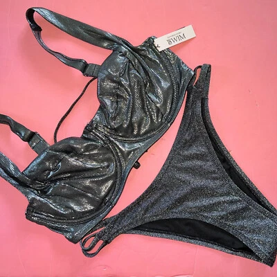 Victoria's Secret 36DDD BIKINI L Tirantes Parte Inferior PLATA COBERTURA COMPLETA Foto 1 de 3