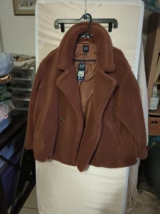 Gap Sherpa Teddy Bear Jacket Women’s XXL Brown Cozy Fall Mob Wife NEW $128 - Picture 1 of 12