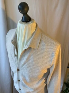 Cremefarbene Herrenstrickjacke von Hammond & Co mit Korbgeflecht vorne. " 100% Baumwolle. - Bild 1 von 8