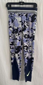 Nike Damen Leggings Dri Fit XL lila und schwarz Blumenmuster - Bild 1 von 8