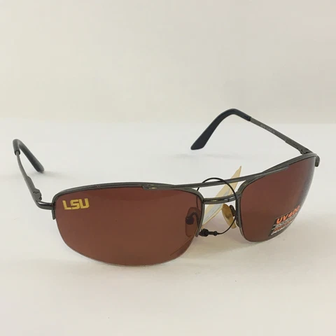 LSU Tigers NCAA Engraved UV 400 High Density Driving Lens Wire Frame Sunglasses Cover