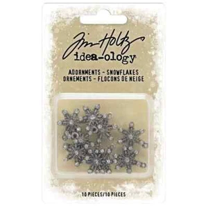 Tim Holtz Idea-ology ADORNMENTS - SNOWFLAKES Xmas Embellishments 10pcs TH94200 - Imagen 1 de 2