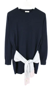 Sandro Suzanne Maglione Donna Grande Pullover Lana Cashmere Maniche Corte Tie - Foto 1 di 10