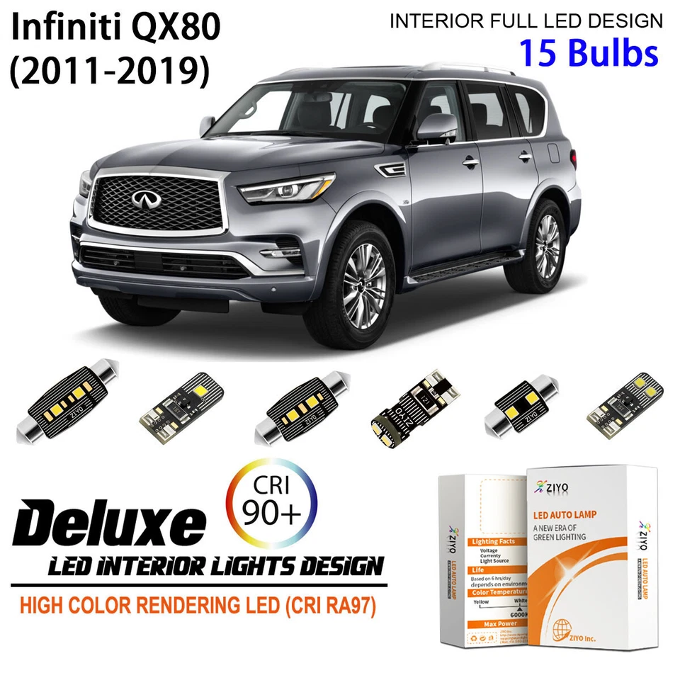 Kit de luces LED interiores para Infiniti QX56 QX80 2011-2019 bombillas LED blancas Foto 1 de 4