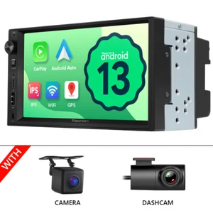 CAM+DVR+7" 2DIN Android 13 Car Stereo Radio GPS Touch Screen Wireless CarPlay BT - Picture 1 of 19