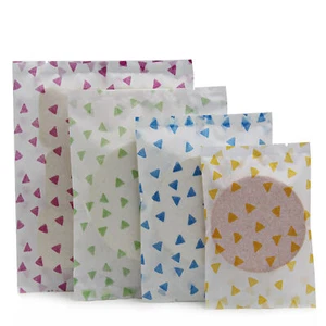 100 White Kraft Texture Color Print Bakery Food Packaging Bags with Tear Notch - Picture 1 of 8