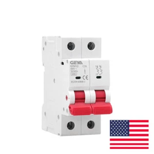 GEYA AC Mini Circuit Breaker MCB 2P 6/10/16/25/32/40/50/63A 6kA C Curves Switch - Picture 1 of 11
