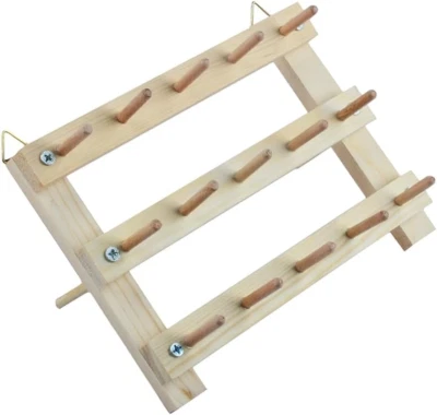 Suporte de linha de madeira 15 carretéis suporte de linha de costura e bordado rack e organizador T - Imagem 1 de 4