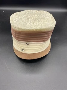 Vintage Gimbels Straw Bucket Hat With Chiffon Ribbon Accent - Picture 1 of 8