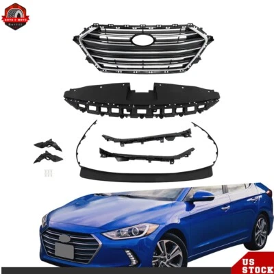 Parrilla delantera + cubierta del radiador + tapa del parachoques + 4 soportes para Hyundai Elantra 2017-2018 Foto 1 de 4