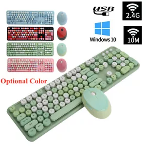 2.4Ghz Wireless Keyboard And Mouse Set Retro Typewriter USB For Computer Laptop - Picture 1 of 24