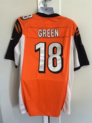 AJ Green #18 On Field NFL Stitched Jersey Nike Orange Size XL Cincinnati Bengals Cover