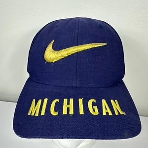Vintage Nike Team Sport Michigan Wolverines SnapBack Big Swoosh Mütze Kappe blau - Bild 1 von 13