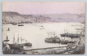 Quebec Kanada von Point Levi St Lawrence River Schiffe Dampfboote Postkarte - Bild 1 von 2