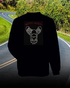 MOTO GUZZI "GRAPHIC ENGINE DRAWING" SWEATSHIRT >>>BLACK - Picture 1 of 2