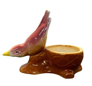 Maceta vintage de cerámica roja para pájaros - Imagen 1 de 6