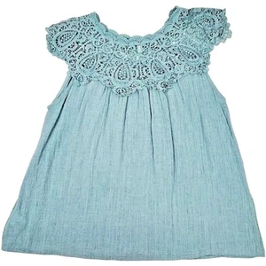 Jodifl Top S Lace Bib Crochet Neck Shirt Boho Gauze Tunic Womens Size Small - Picture 1 of 7