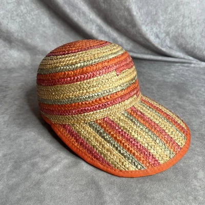 De Colección Gorra de Béisbol Tejida de Paja Sombrero para el Sol Multicolor Rayas Playa Ancho Bill Viaje Foto 1 de 4