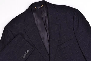 Vintage Brooks Brothers 346 Madison Fit Navy Plaid Check Blazer Jacket 44 R - Picture 1 of 13