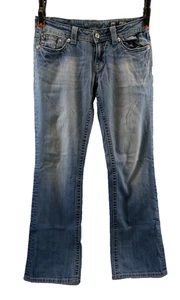Y2K Miss Me Jeans Bootcut Bling Pockets Sz 30 (32x33) Low Rise Distressed Jeans - Picture 1 of 17