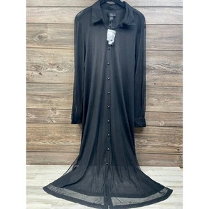 Sondra & Andre Black Net LS Coverup Duster Long SZ 2X C101639 - Bild 1 von 7