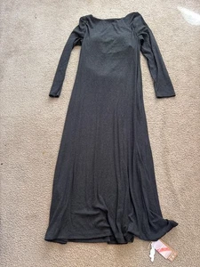 Neu mit Etikett OG dunkelgrau gerafftes Thermo-Midikleid U-Boot-Ausschnitt schmale Passform Größe Medium M neu mit Etikett - Bild 1 von 5