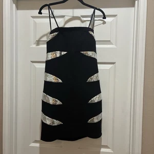 Frederick’s of Hollywood Vintage Sequin Mini Strapless Dress Sz 6 Disco Sexy - Picture 1 of 7