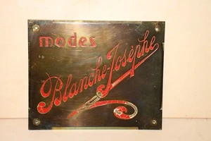 Ancienne plaque en laiton " Modes Blanche-Josèphe " années 30 - Bild 1 von 5