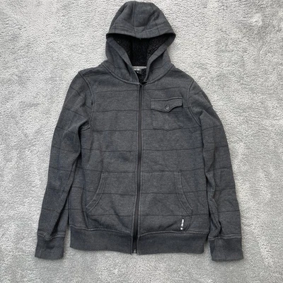 Sudadera con Capucha Zoo York Para Hombres Pequeña Gris Rayas Algodón Logo Sherpa Forrada Cremallera Completa Informal Foto 1 de 4