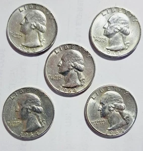 Moneda de Estados Unidos 1964 D o P Washington G-VG-AU 90 % cuarto de plata - marcas de bolsa - limpia - Imagen 1 de 2