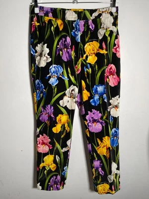 Dolce & Gabbana Pantalón Floral Terciopelo 46 12 W32 L29 Slim Recto Patrón Iris Foto 1 de 4