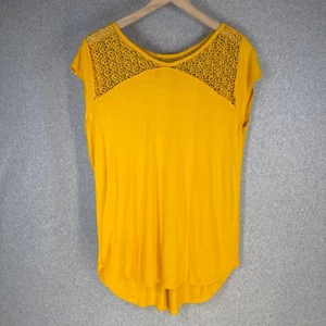 Blusa para mujer Old Navy grande de encaje amarillo cuello redondo manga gorra - Imagen 1 de 7
